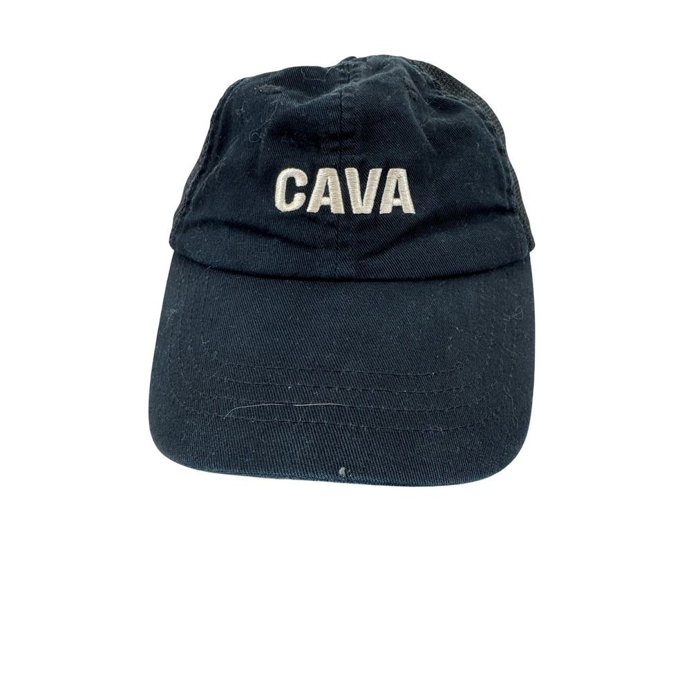 CAVA Restaurant Trucker Hat Men OSFM Black Organic Cotton Mesh Snapback Cap